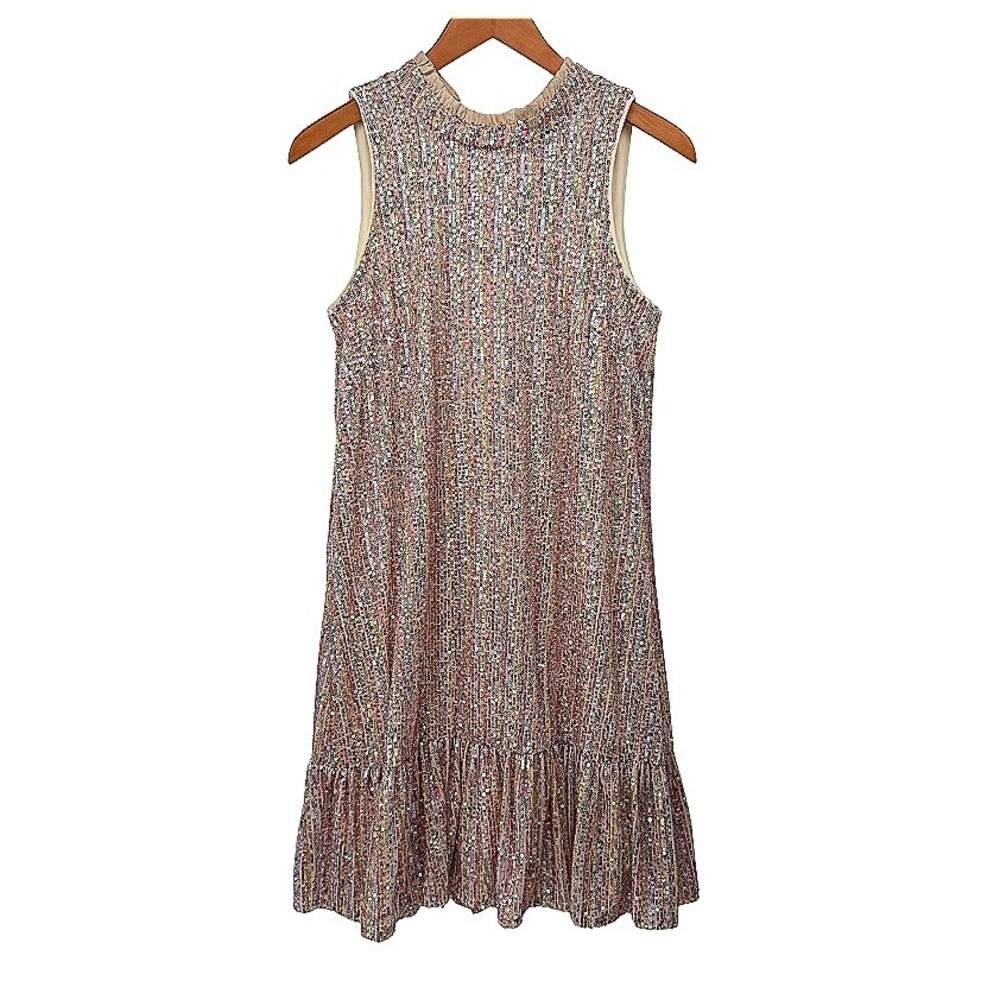 Julia Jordan‎ Sleeveless Sequin Mini Dress Striped Ruffle Party Cocktail Sz 8